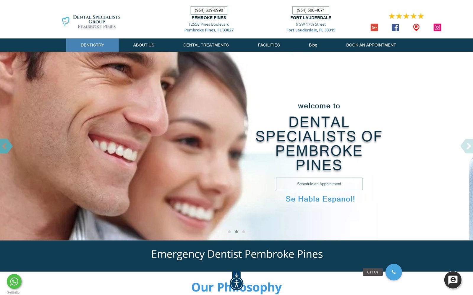 The screenshot of dental specialists of pembroke pines group affordabledentistpembrokepines. Com website