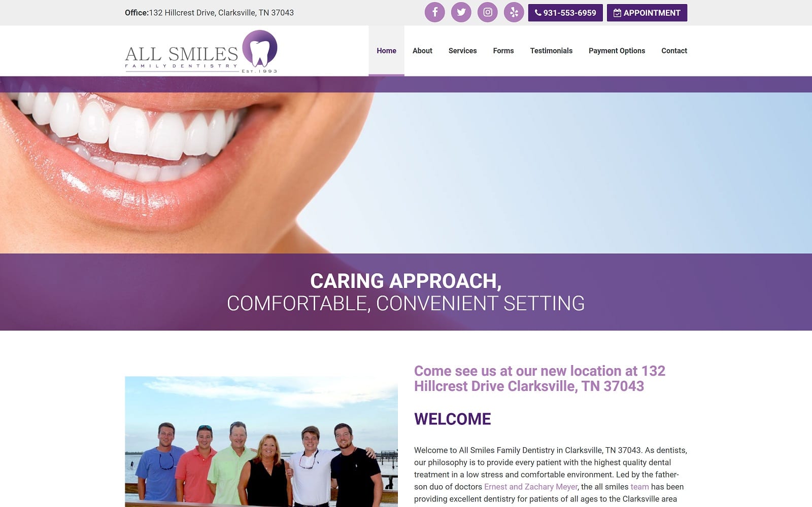 The screenshot of all smiles family dentistry allsmilesdds. Net website