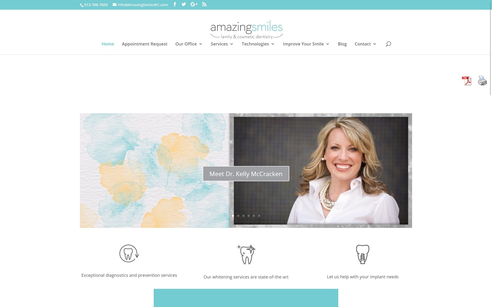 The screenshot of amazing smiles of kansas city amazingsmileskc. Com website