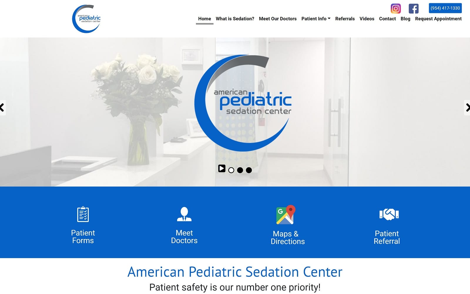 The screenshot of american pediatric sedation center americanpediatricsedation. Com website