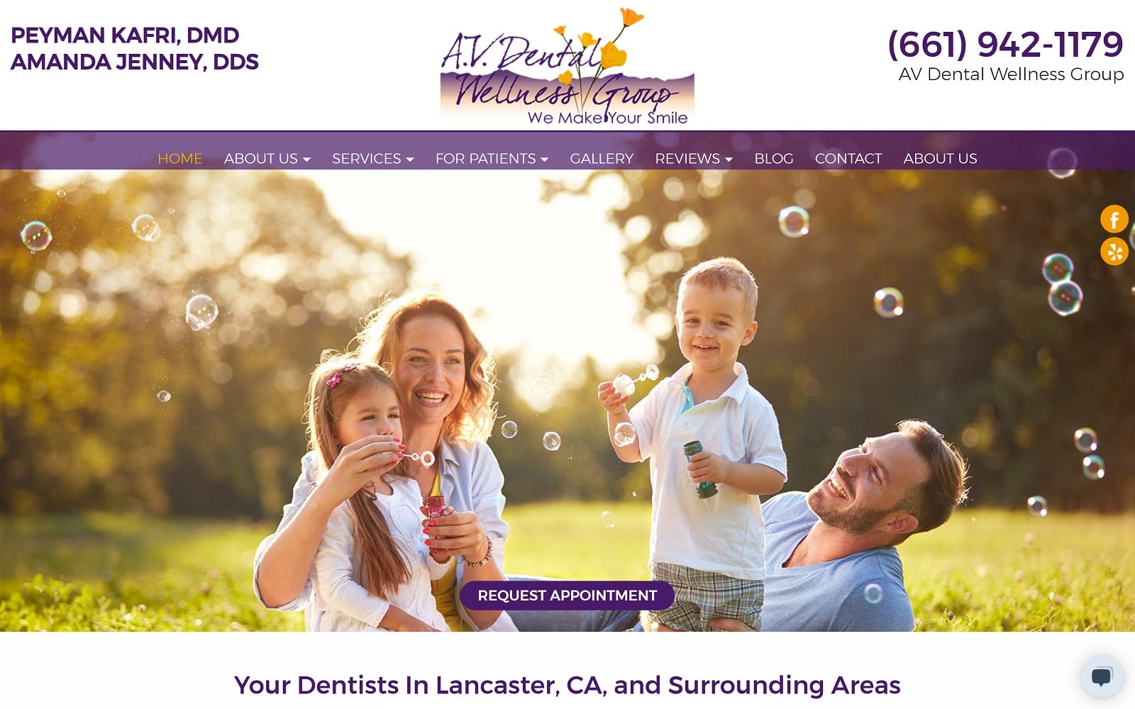 The screenshot of av dental wellness group avdentalwellness. Com website