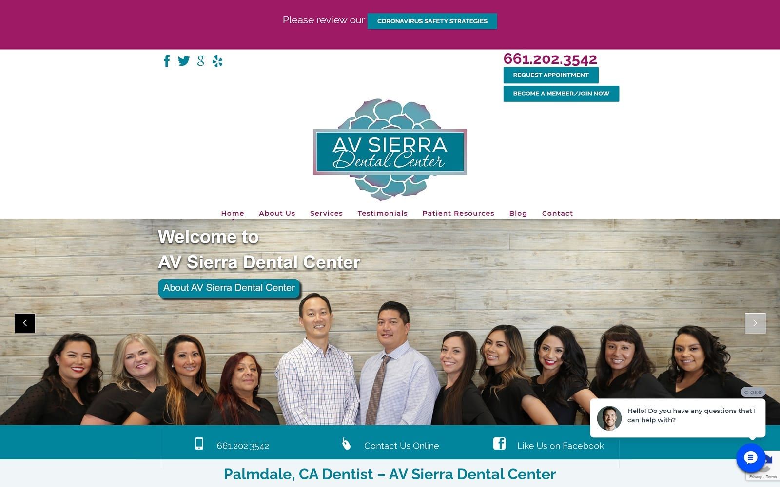 The screenshot of av sierra dental center avsierradental. Com website