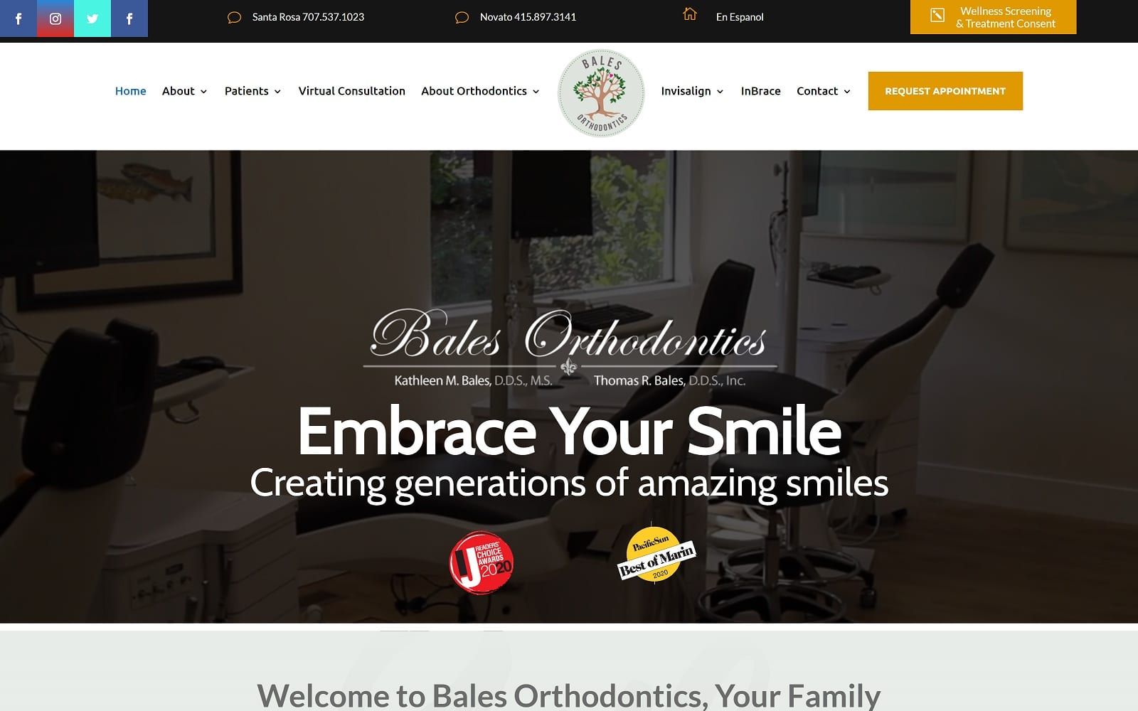 The screenshot of bales orthodontics  balesorthodontics. Com website