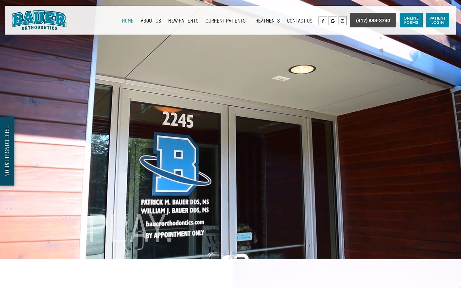 The screenshot of bauer orthodontics: patrick m bauer, dds, ms bauerorthodontics. Com website