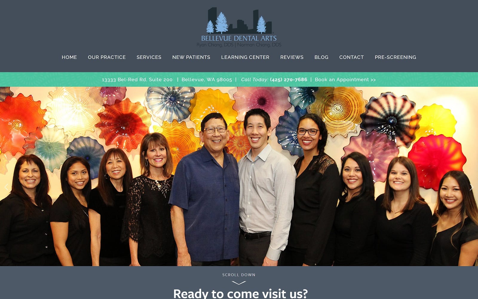 The screenshot of bellevue dental arts bellevuedentalarts. Com website