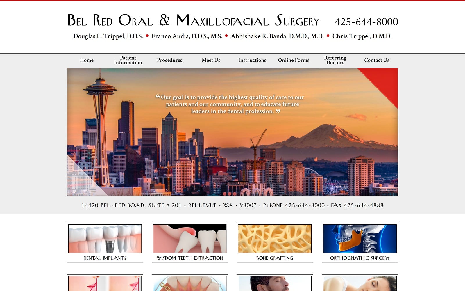 The screenshot of abhi banda, d. M. D. , m. D. At bel red oral & maxillofacial surgery belredoms. Com website