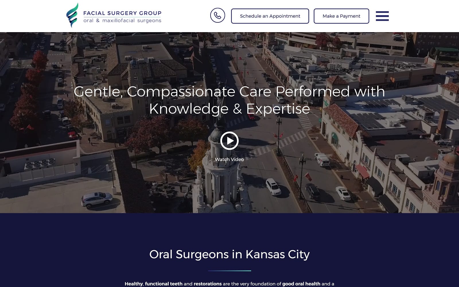 The screenshot of facial surgery group bestoralsurgerykc. Com website