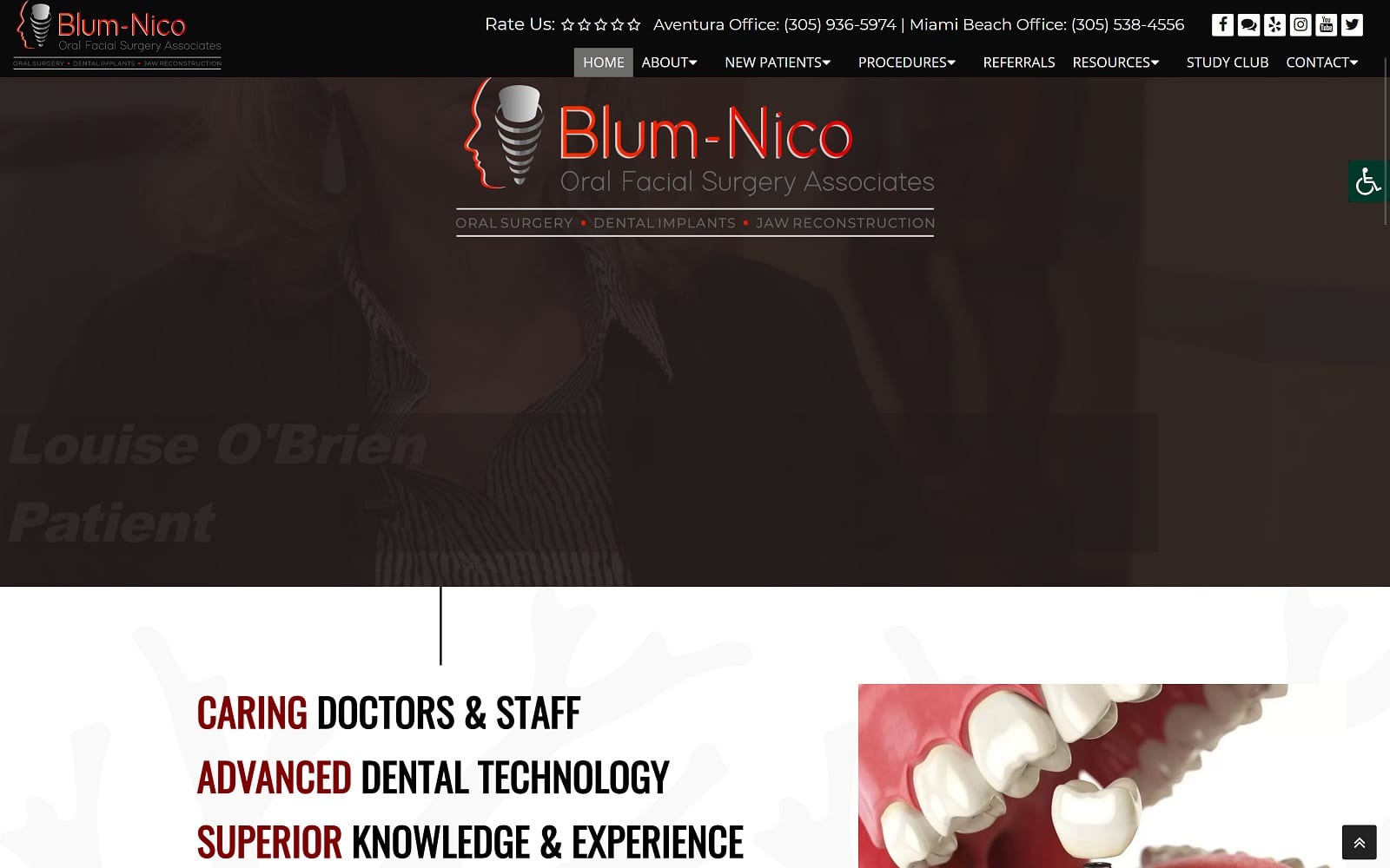 The screenshot of blum-nico oral-facial surgery associates blumnico. Com website