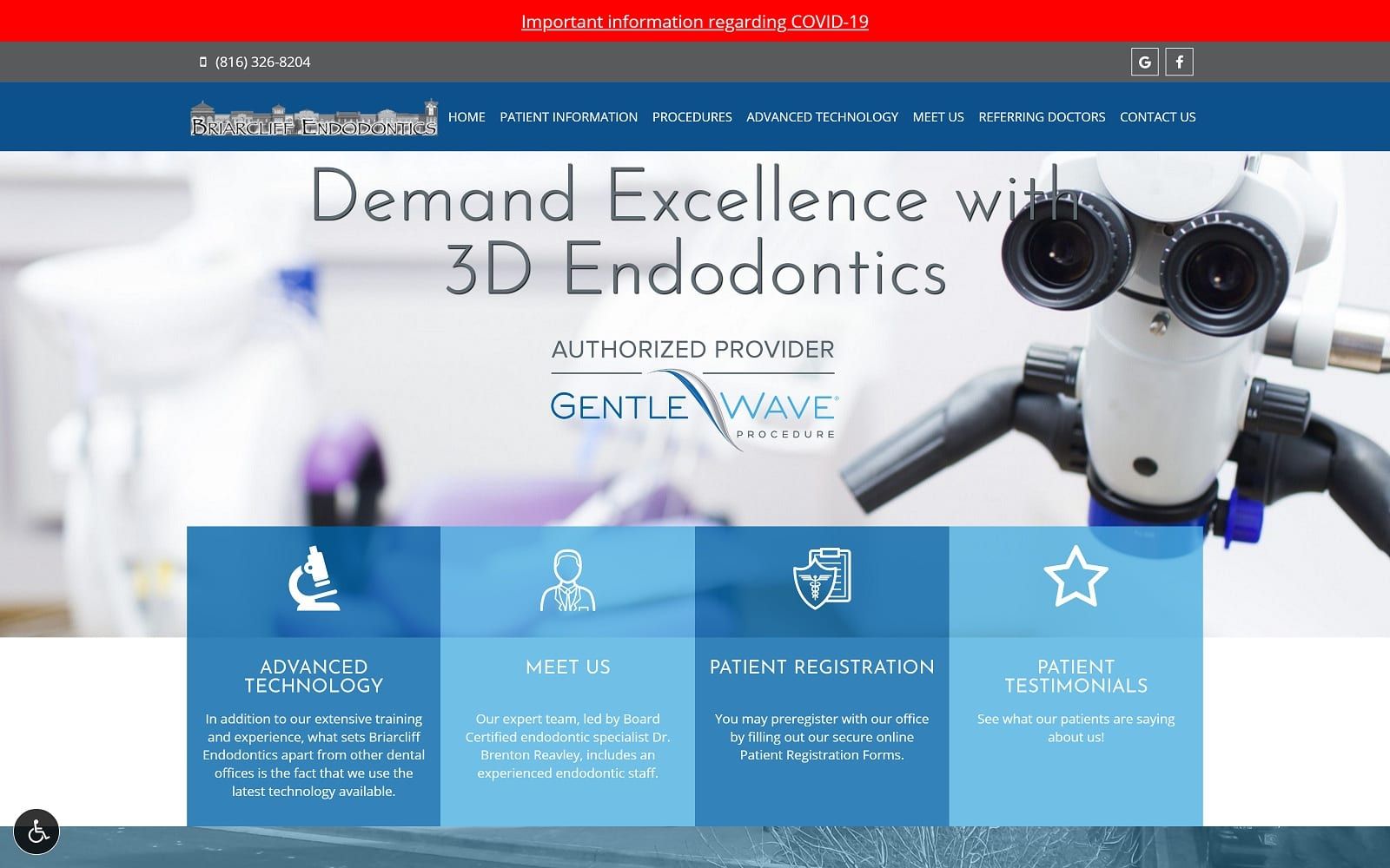 The screenshot of briarcliff endodontics: brenton a reavley dds briarcliffendo. Com website