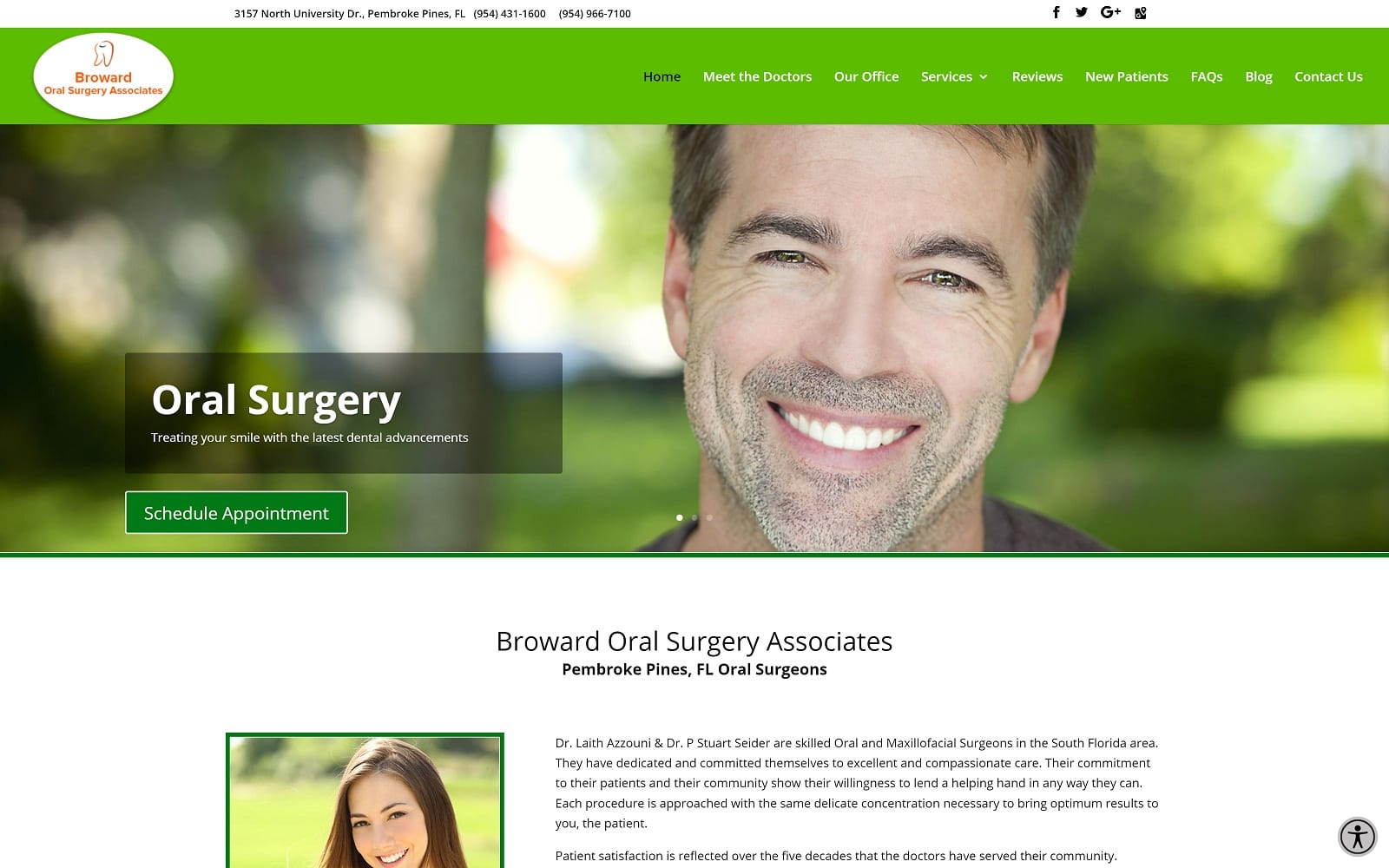 The screenshot of broward oral surgery associates browardoralsurgery. Net website