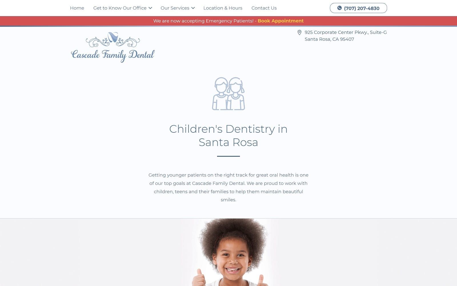 The screenshot of cascade family dental cascadedentalsantarosa. Com website