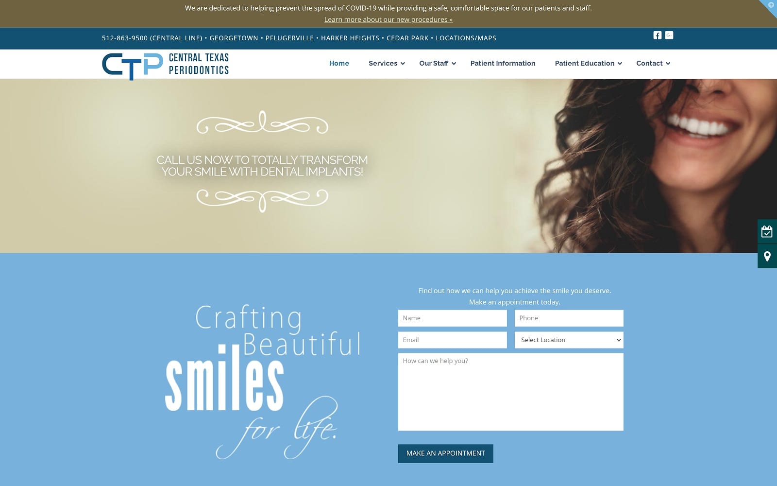 The screenshot of central texas periodontics centraltexasperio. Com website