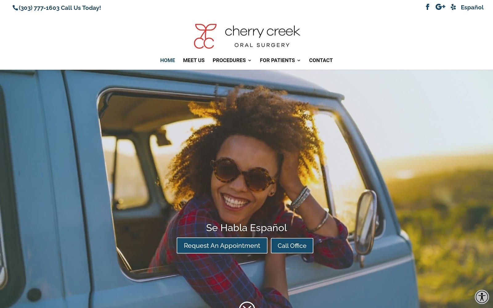 The screenshot of cherry creek oral surgery & dental implants cherrycreekoralsurgery. Com website