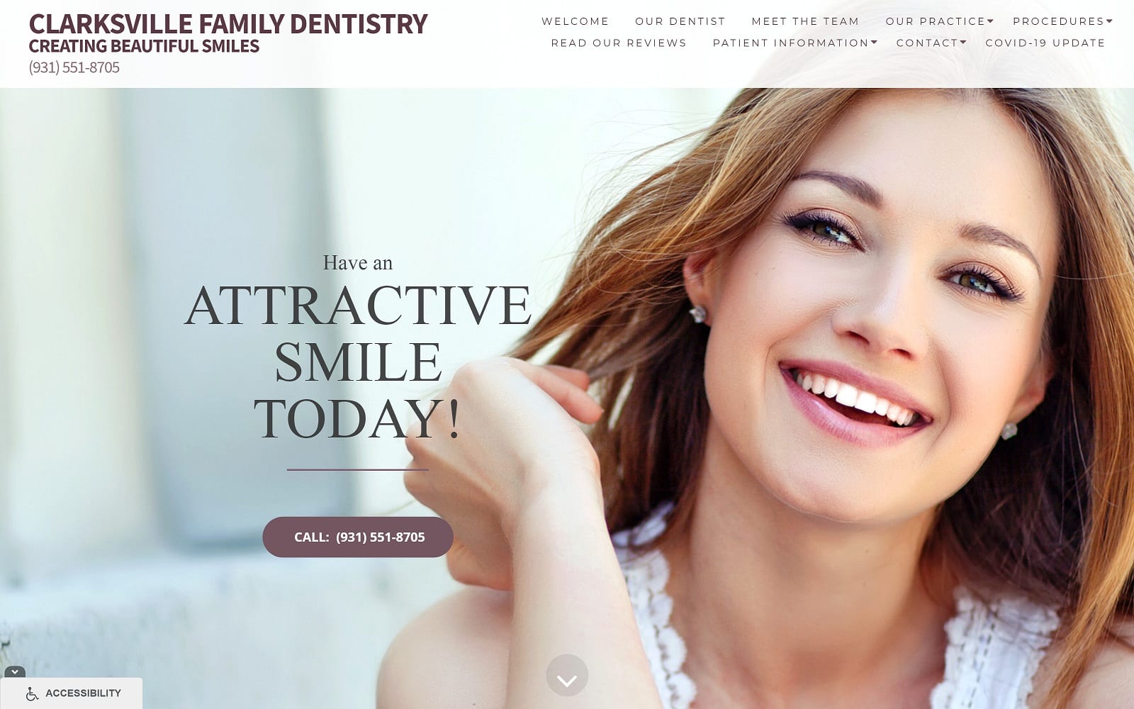 The screenshot of clarksville family dentistry clarksvillefamilydentistry. Org dr. Sunil arunagiri website