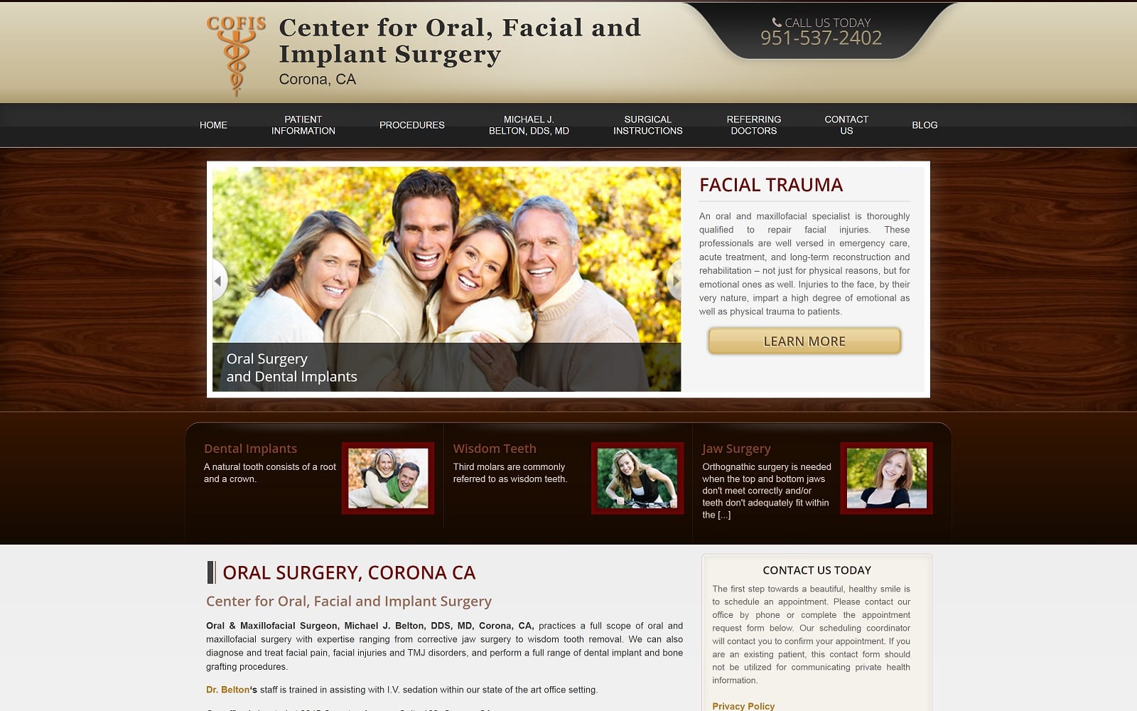 The screenshot of michael j belton, dds, md cofisddsmd. Com website