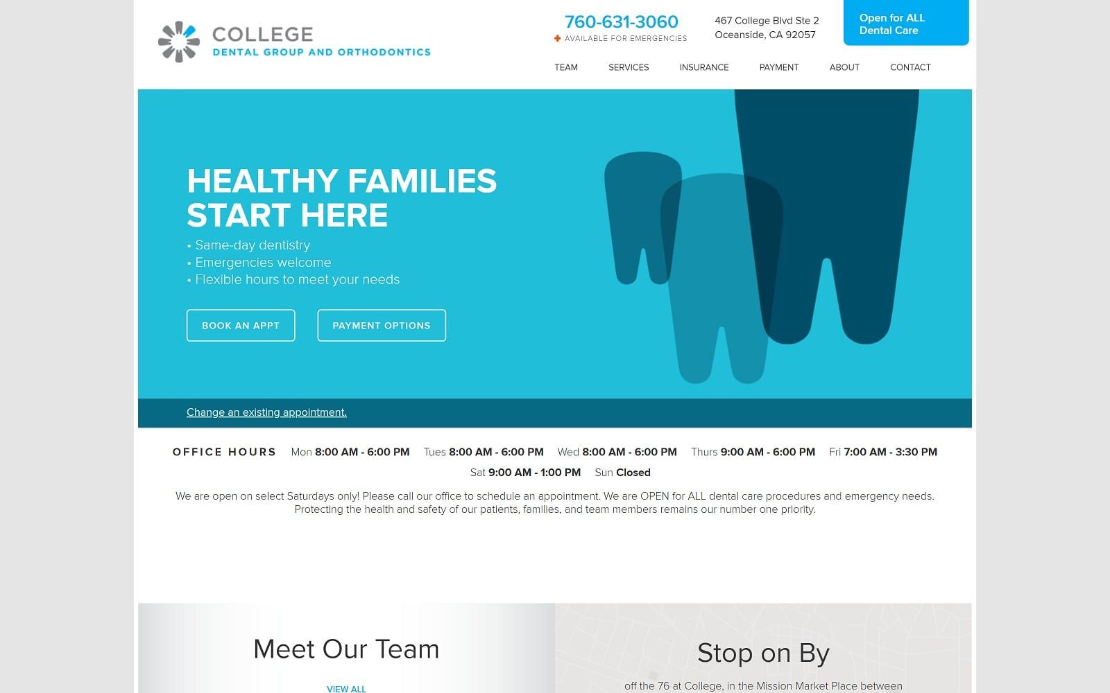 The screenshot of college dental group and orthodontics collegedentalgroup. Com website