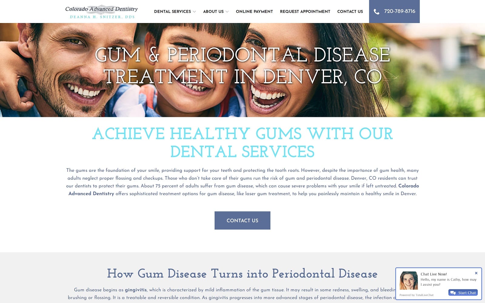 The screenshot of colorado advanced dentistry coloradoadvanceddentistry. Com website