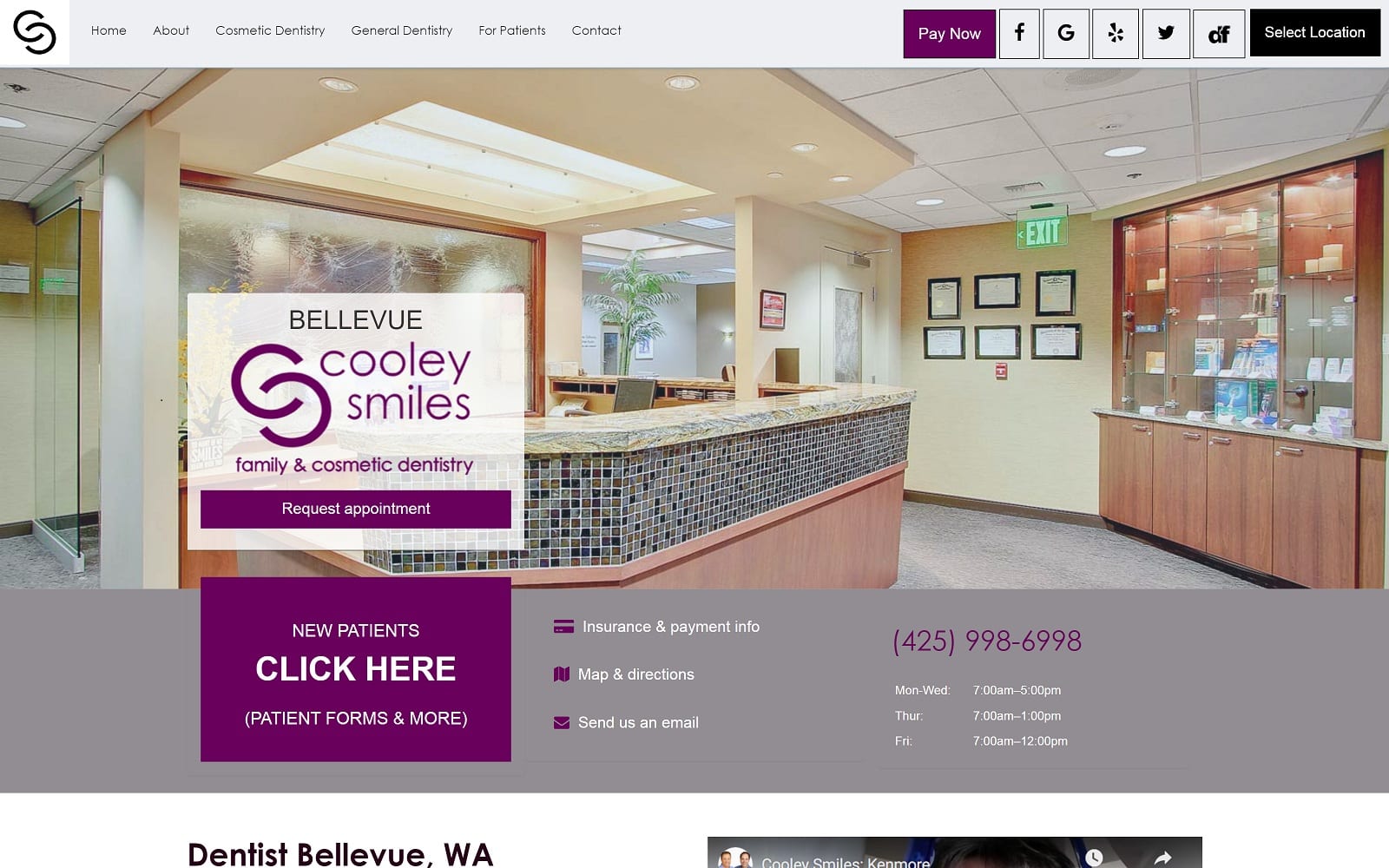 The screenshot of cooley smiles cooleysmiles. Com website