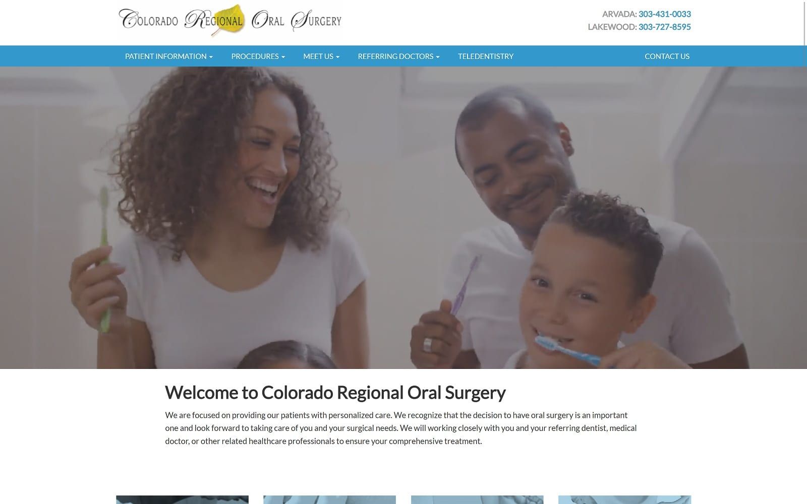 The screenshot of colorado regional oral surgery coregionalos. Com website