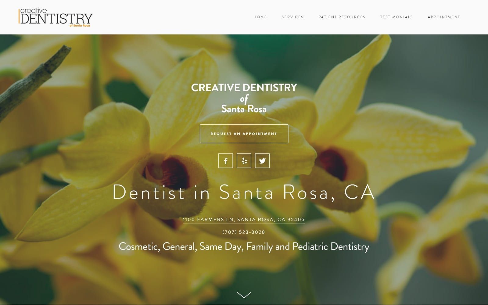 The screenshot of creative dentistry creativedentistrysantarosa. Com website