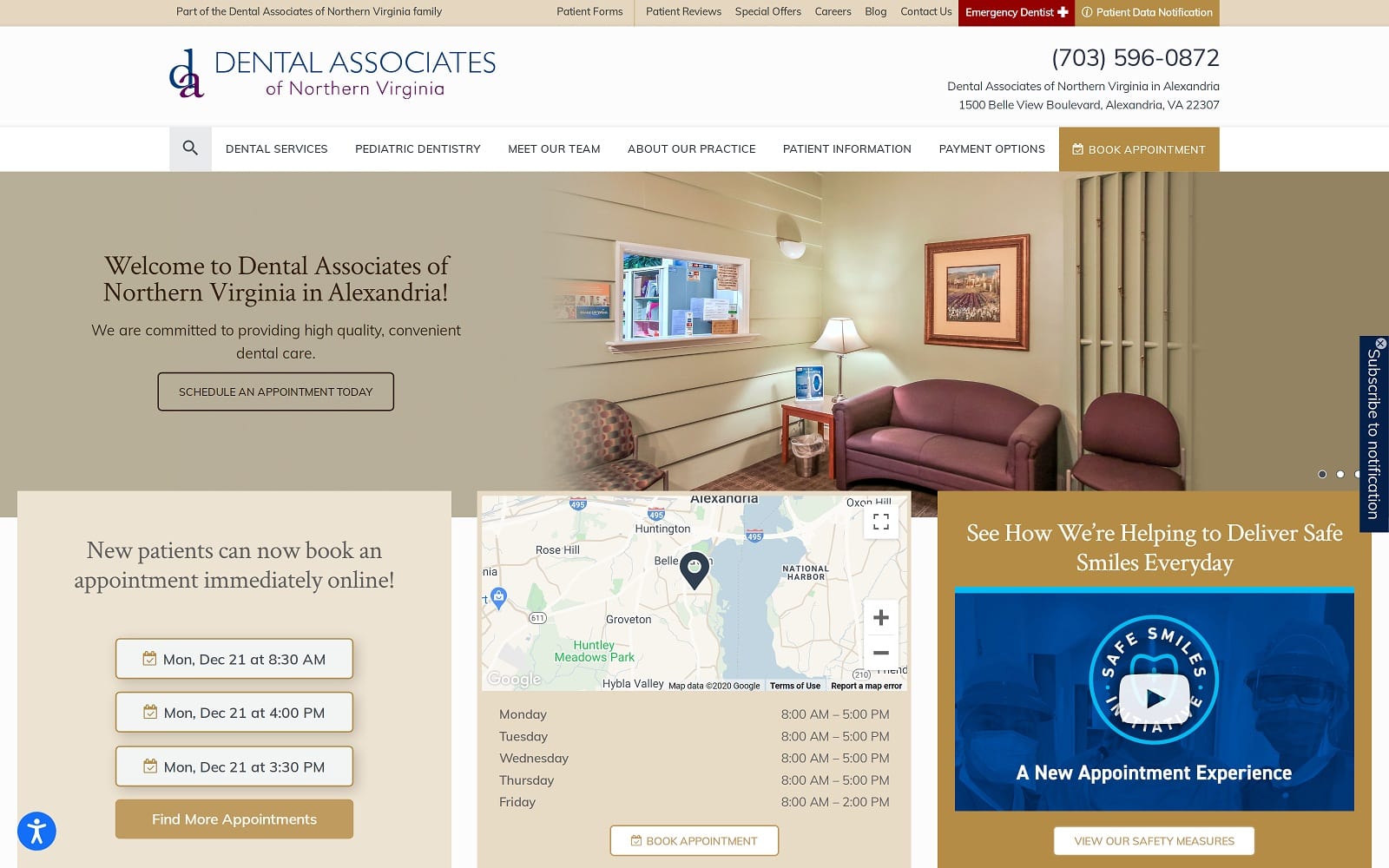 The screenshot of dental associates of northern virginia in alexandria dentalassociatesnova. Com/locations/alexandria website