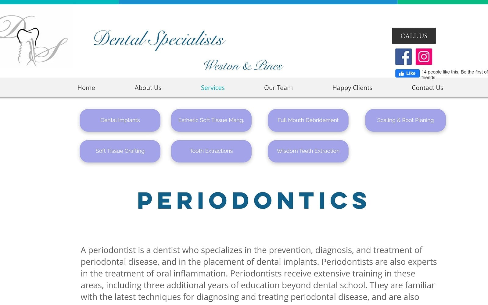 The screenshot of dental specialists of pines dentalspecialistspw. Com website