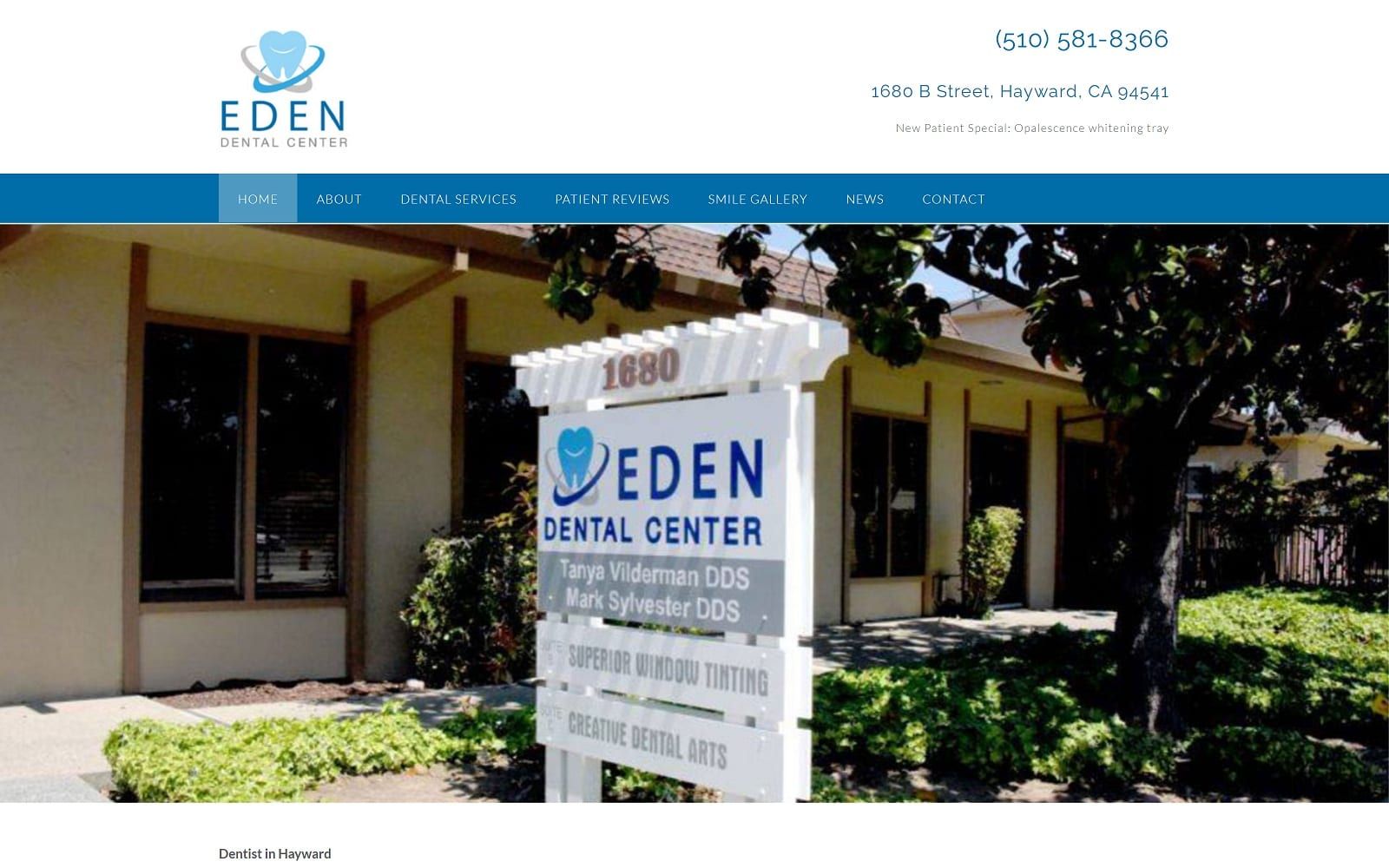 The screenshot of eden dental center dentisthaywardcastrovalley. Com website