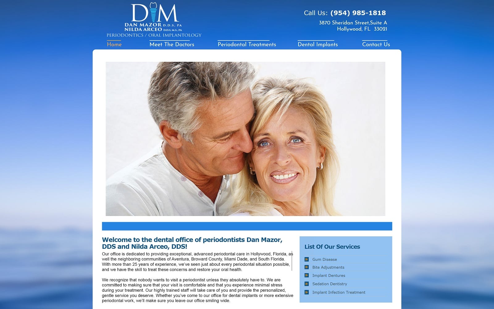 The screenshot of dan mazor d. D. S. , pa dentisthollywoodfl. Net website