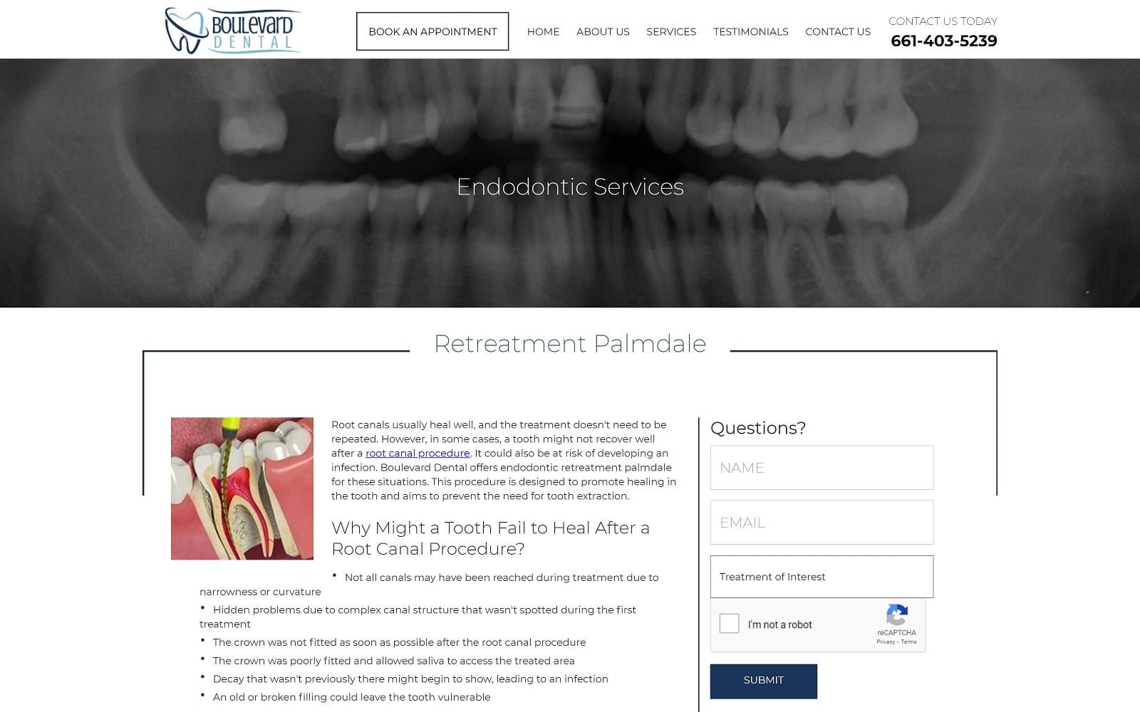 The screenshot of boulevard dental dentistpalmdale. Com website