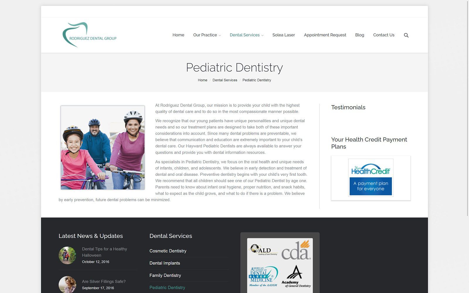The screenshot of rodriguez dental group dentistryhayward. Com website