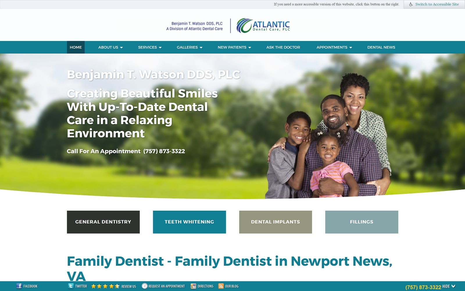 The screenshot of benjamin t watson dds, plc dr-watson. Com website