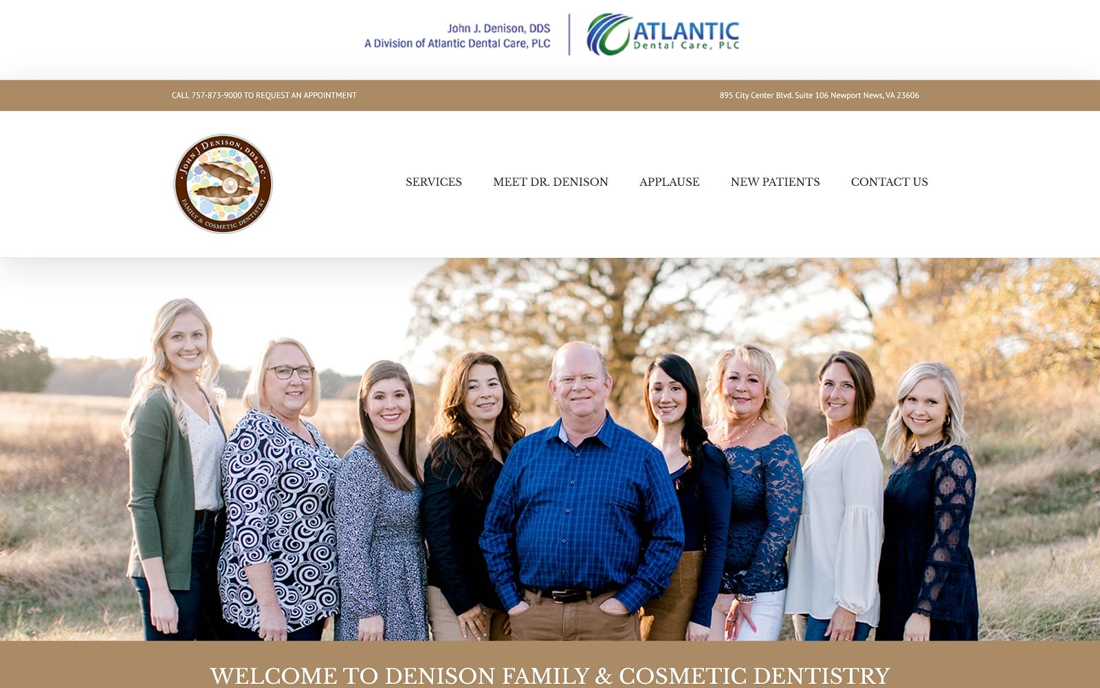 The screenshot of dr. John j. Denison: denison family and cosmetic dentistry drdenison. Com website