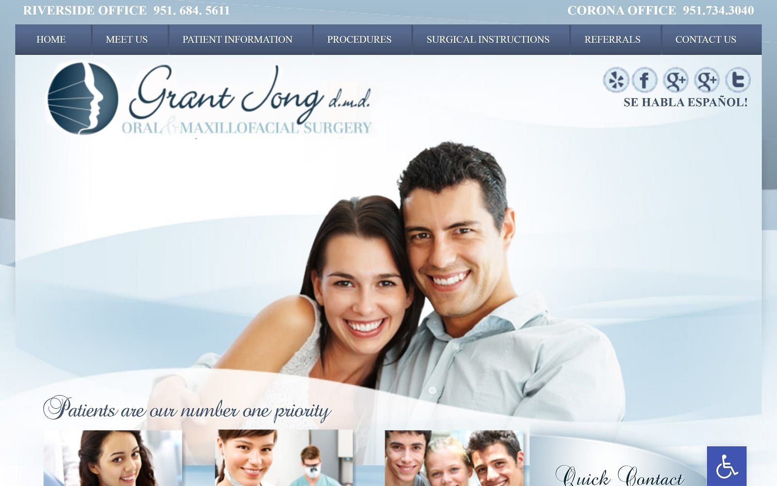 The screenshot of dr grant jong, dmd website