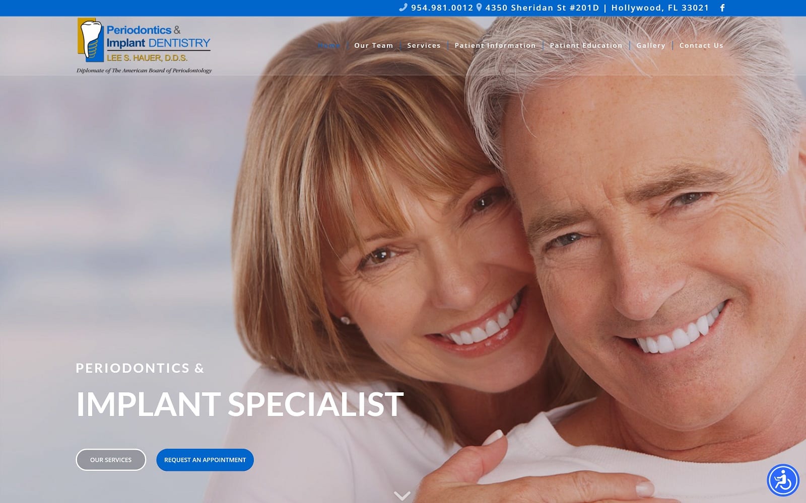 The screenshot of lee s. Hauer, d. D. S. Dental implants/periodontist drhauer. Net website