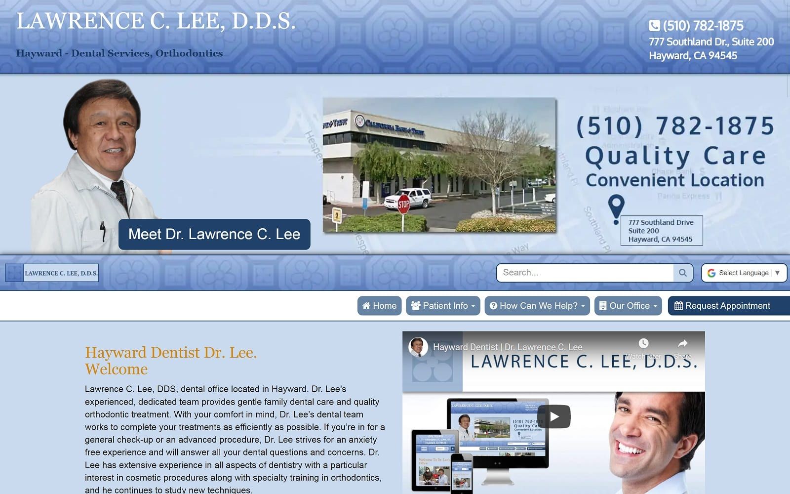 The screenshot of lawrence c. Lee, dds drlawrenceleedds. Com website