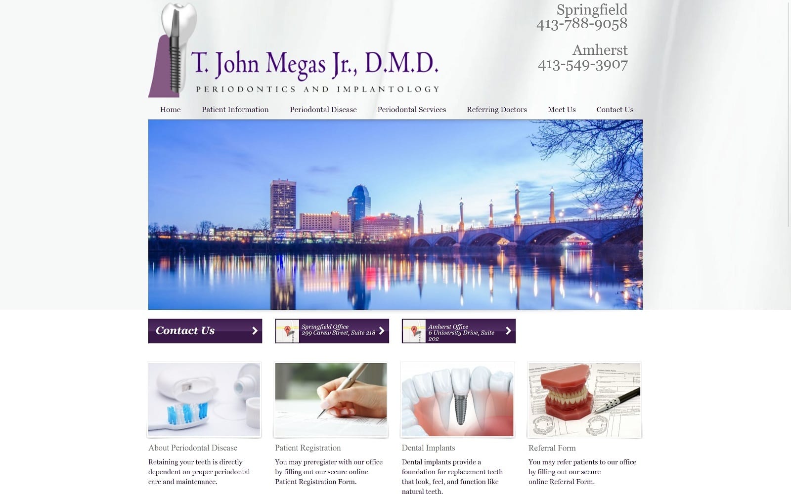 The screenshot of t. John megas jr. , dmd periodontics and implantology drmegas. Com website