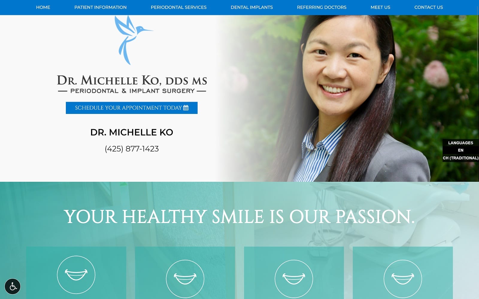 The screenshot of dr. Michelle ko, dds ms drmichelleko. Com website