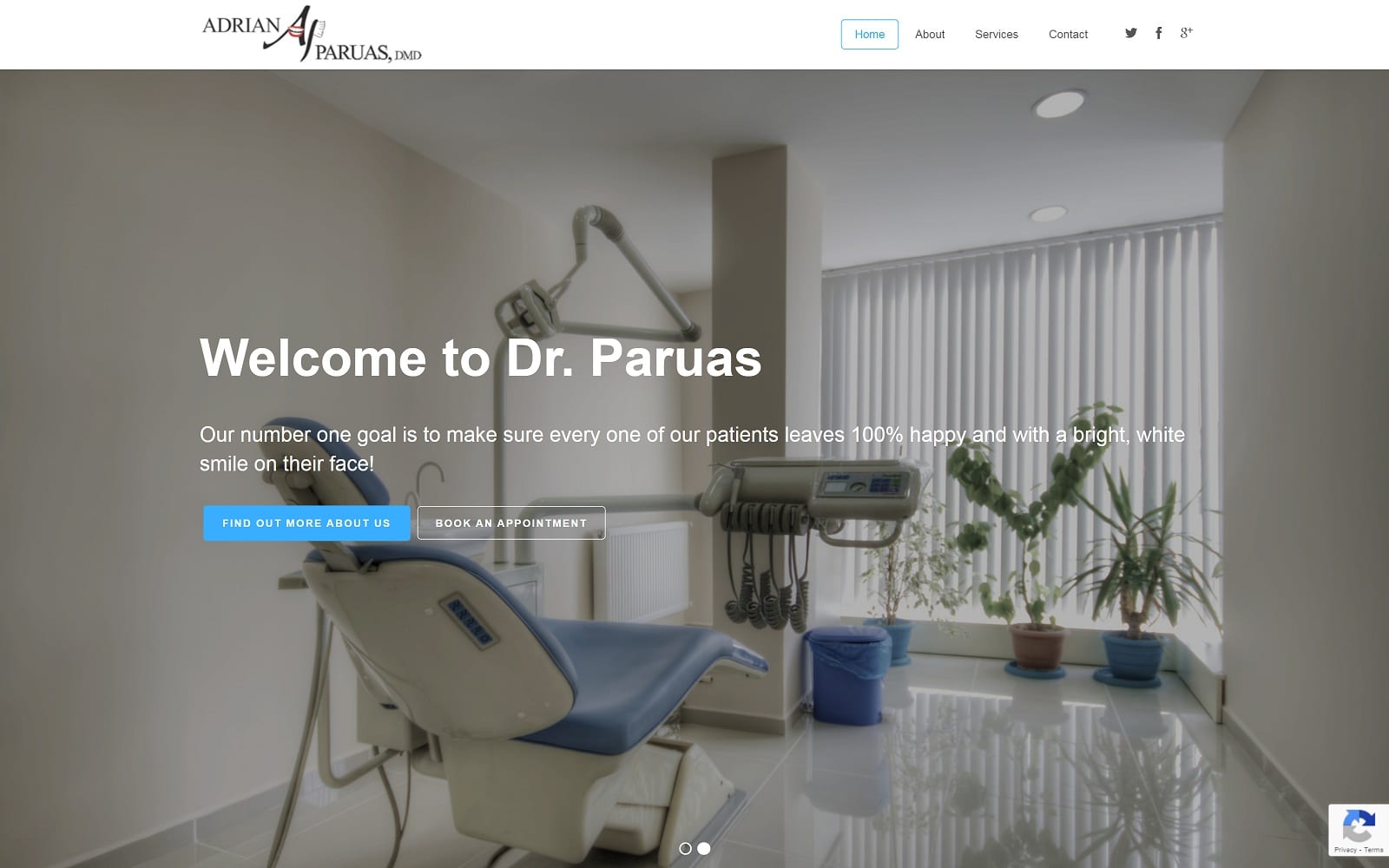 The screenshot of sheridan dental center, drs. Leon and paruas drparuas. Com website