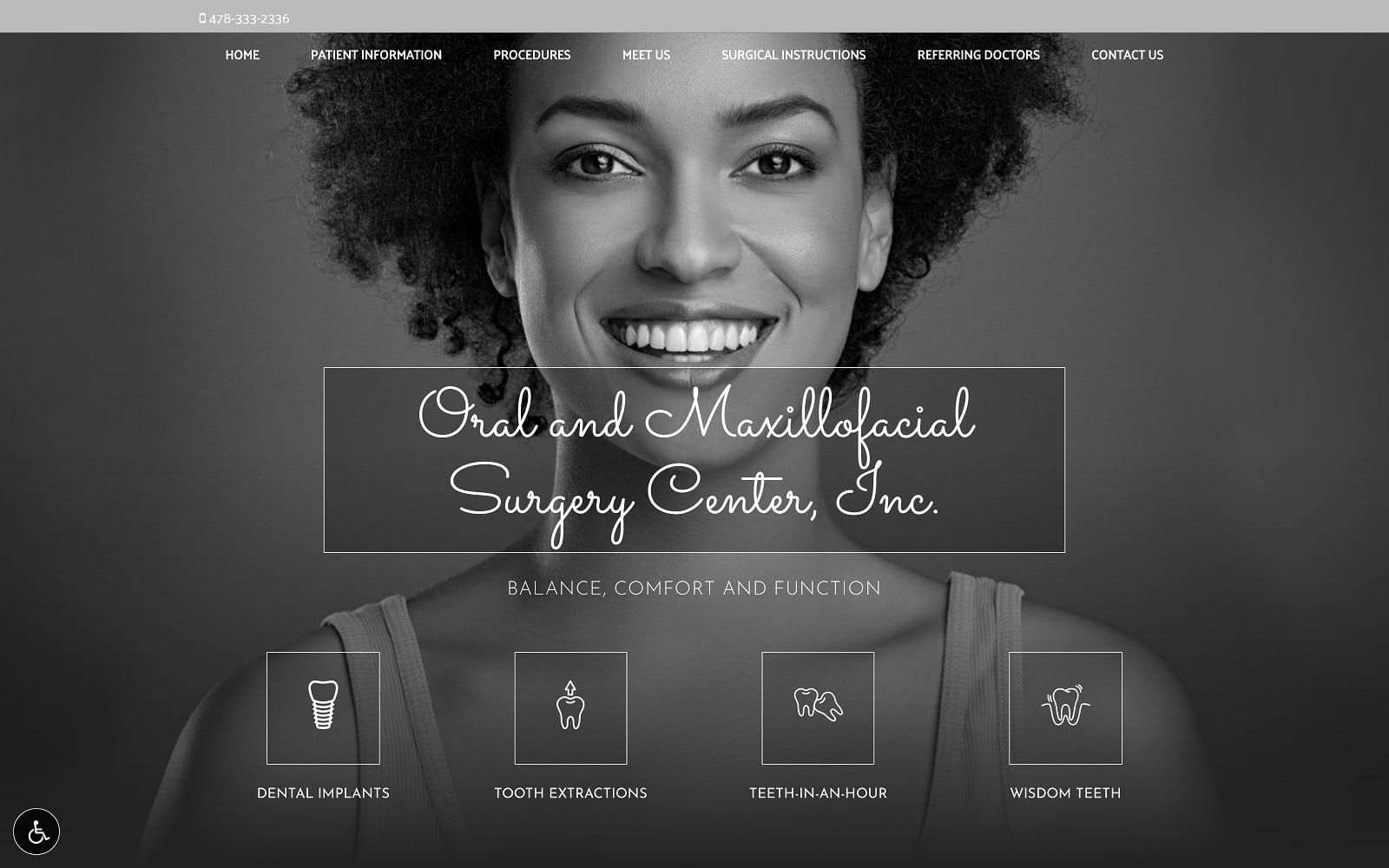 The screenshot of oral and maxillofacial surgery center, inc. : dr. Vincent m. Carey, dmd drvincentcarey. Com website