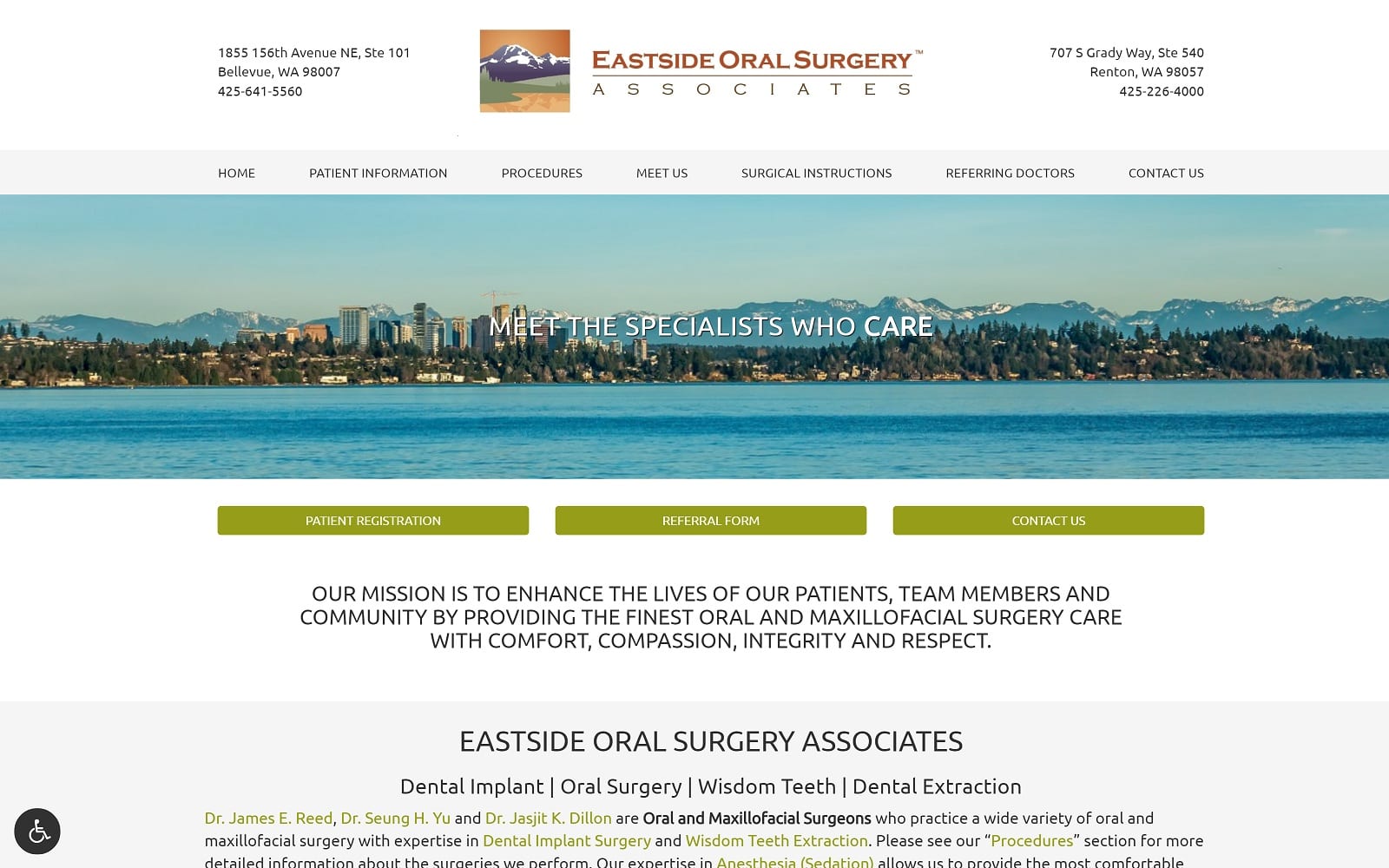 The screenshot of eastside oral surgery associates - dental implant & oral surgery specialists eastsideosa. Com website