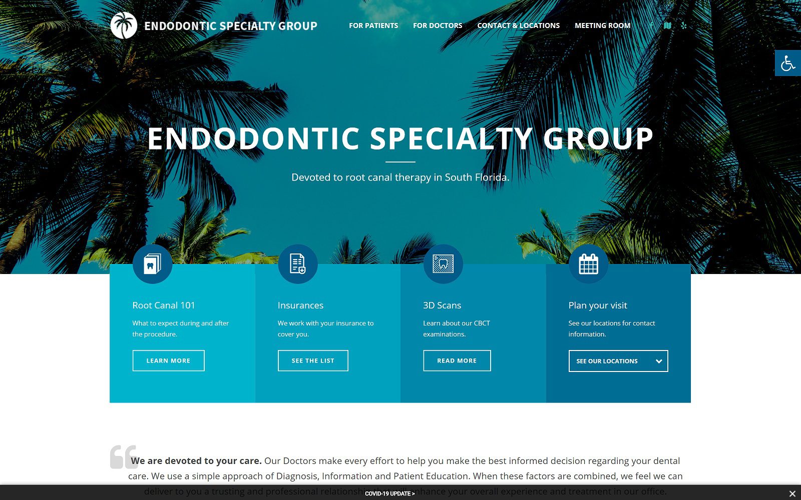 The screenshot of endodontic specialty group endosg. Com website