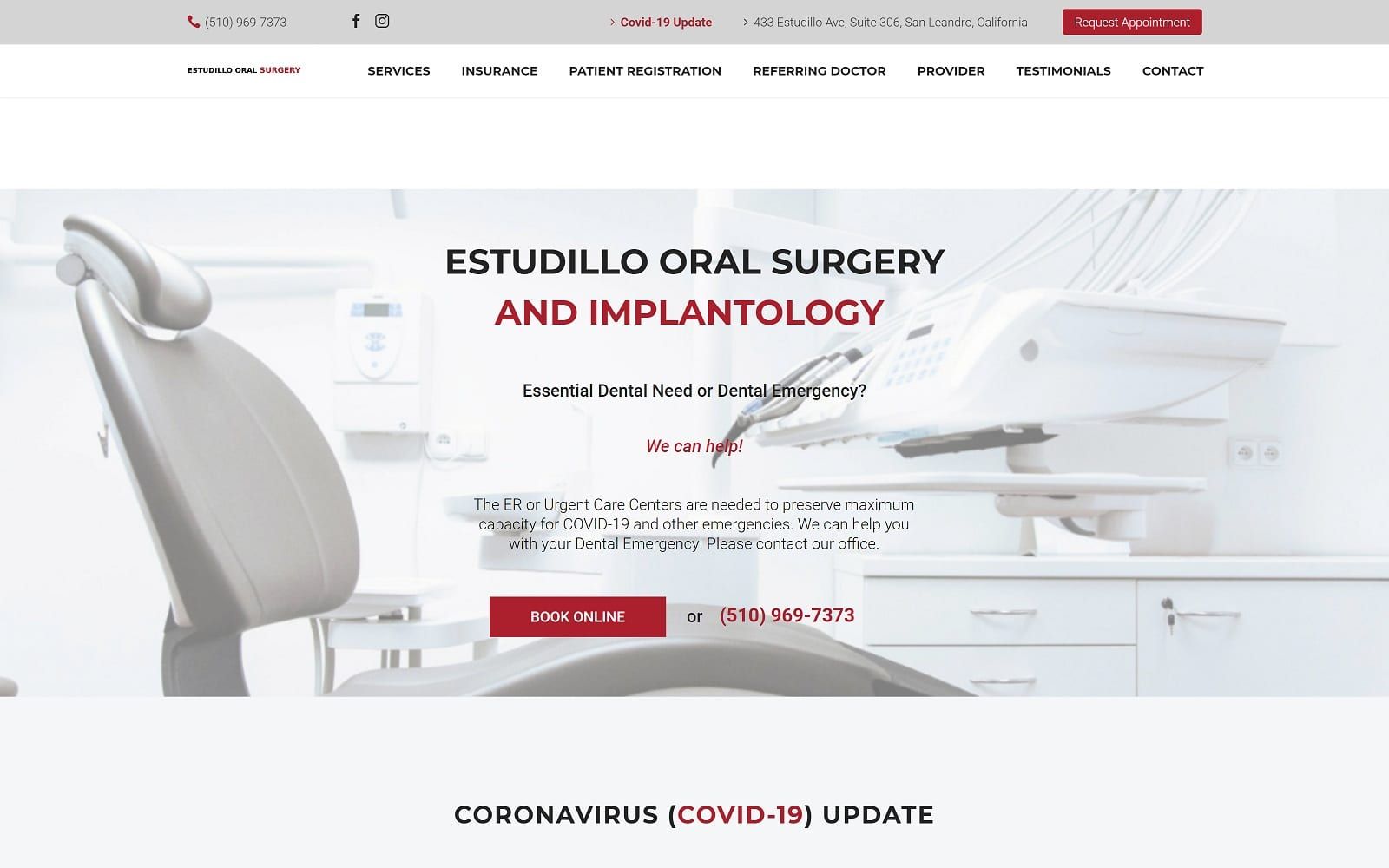 The screenshot of estudillo oral surgery & implantology estudillooralsurgery. Net website