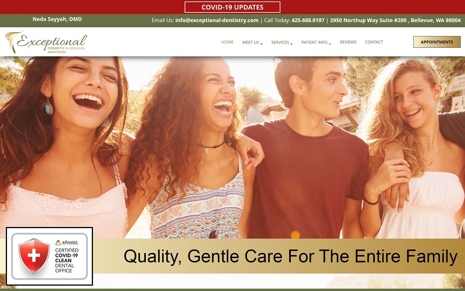 The screenshot of exceptional cosmetic & general dentistry: neda sayyah, dmd exceptional-dentistry. Com website