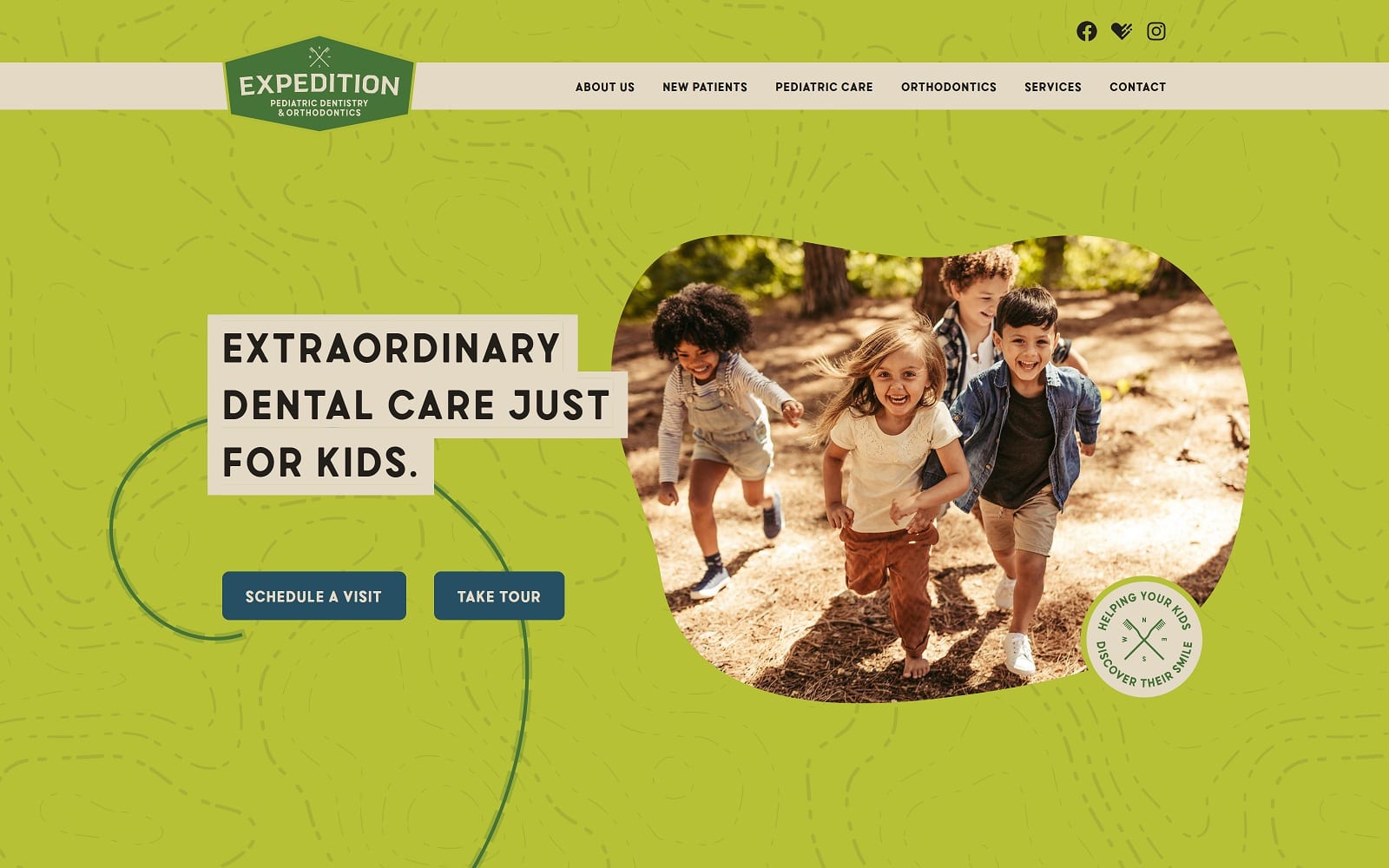 The screenshot of expedition pediatric dentistry gardnerkidsdentist. Com dr. Jesse gardner website