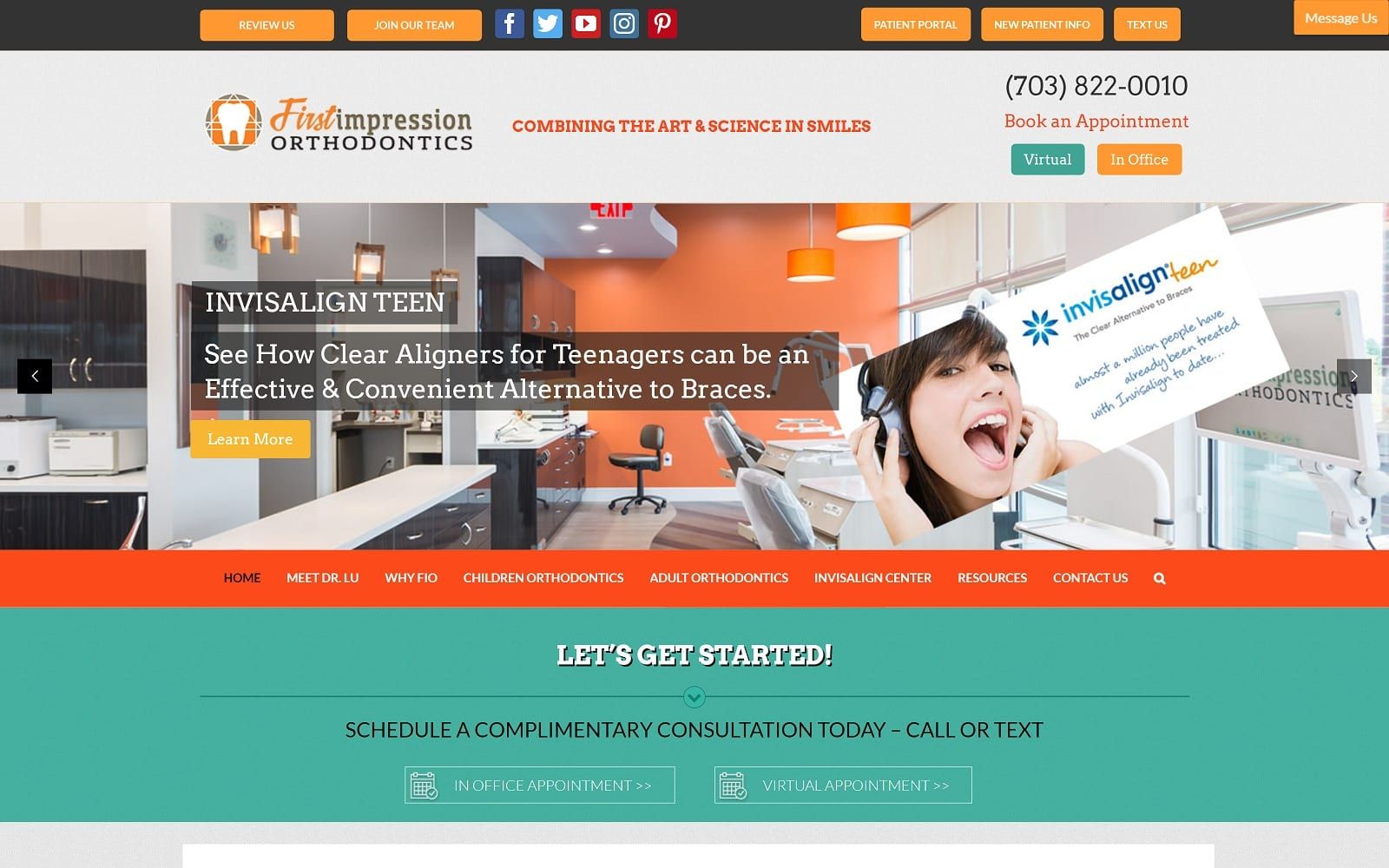 The screenshot of first impression orthodontics firstimpressionorthodontics. Com website