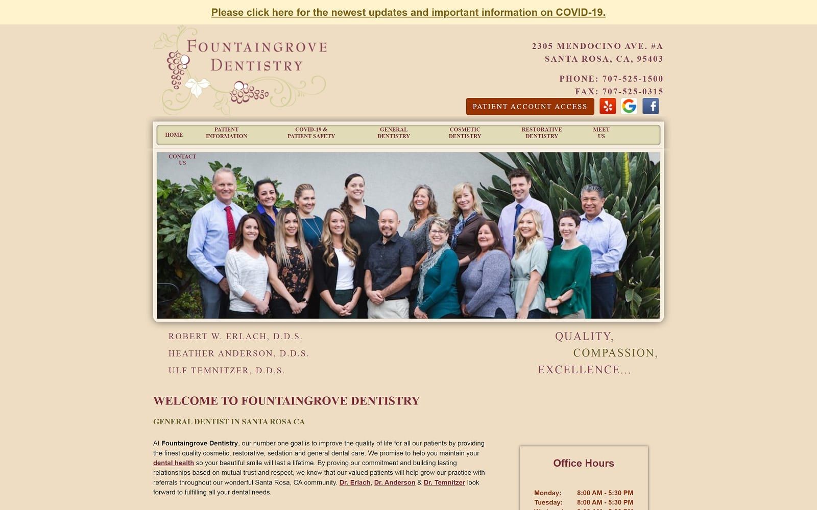 The screenshot of fountaingrove dentistry fountaingrovedentistry. Com website