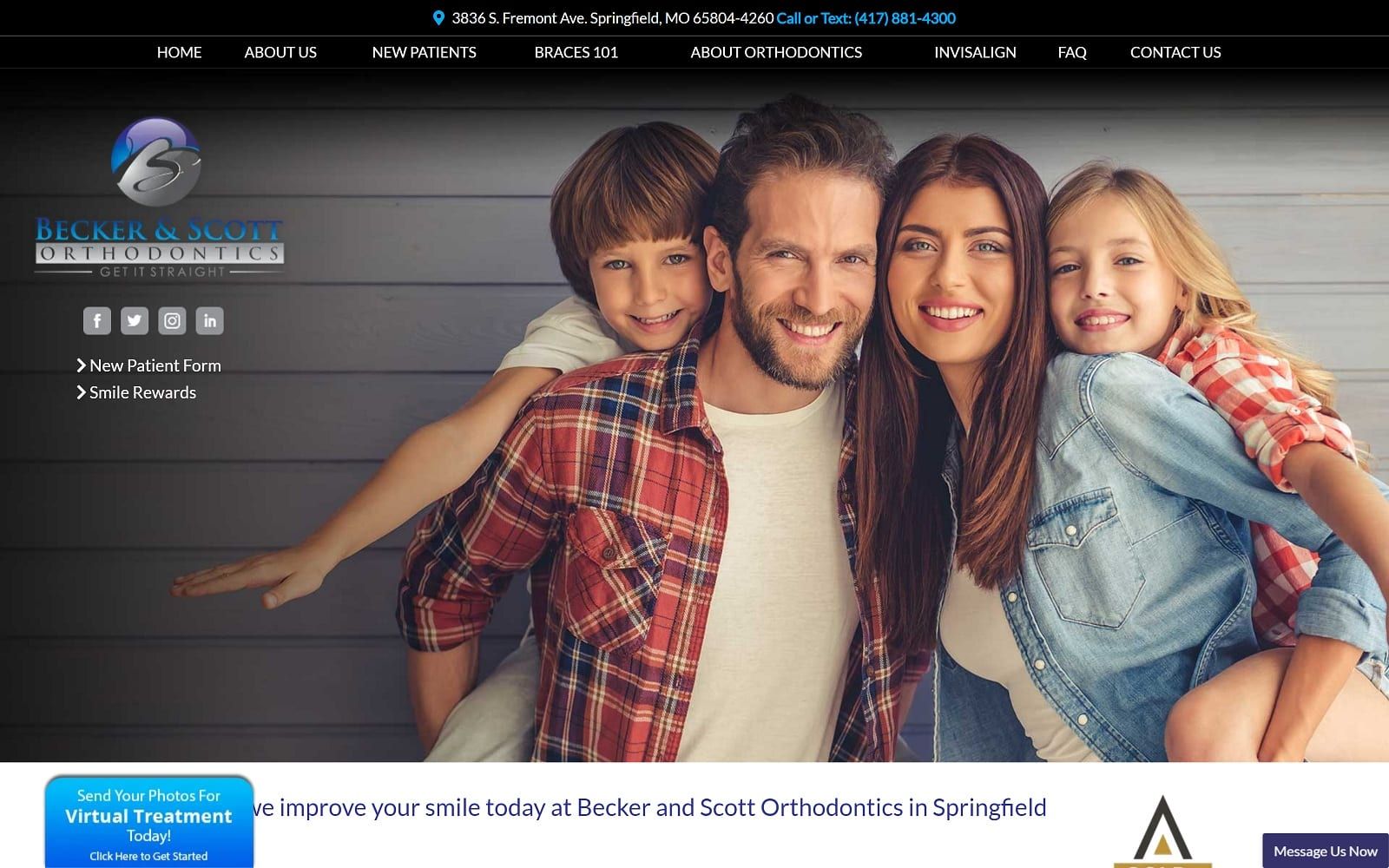 The screenshot of becker & scott orthodontics getitstraightortho. Com website