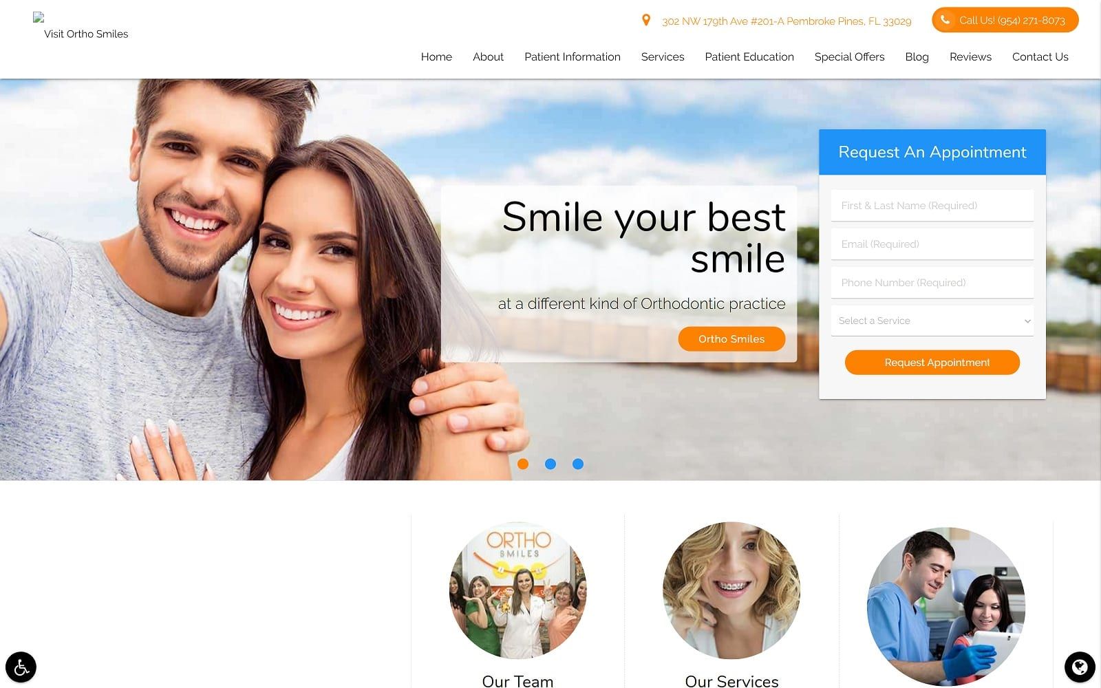 The screenshot of ortho smiles getorthosmiles. Com dr. Gina cozzarelli website