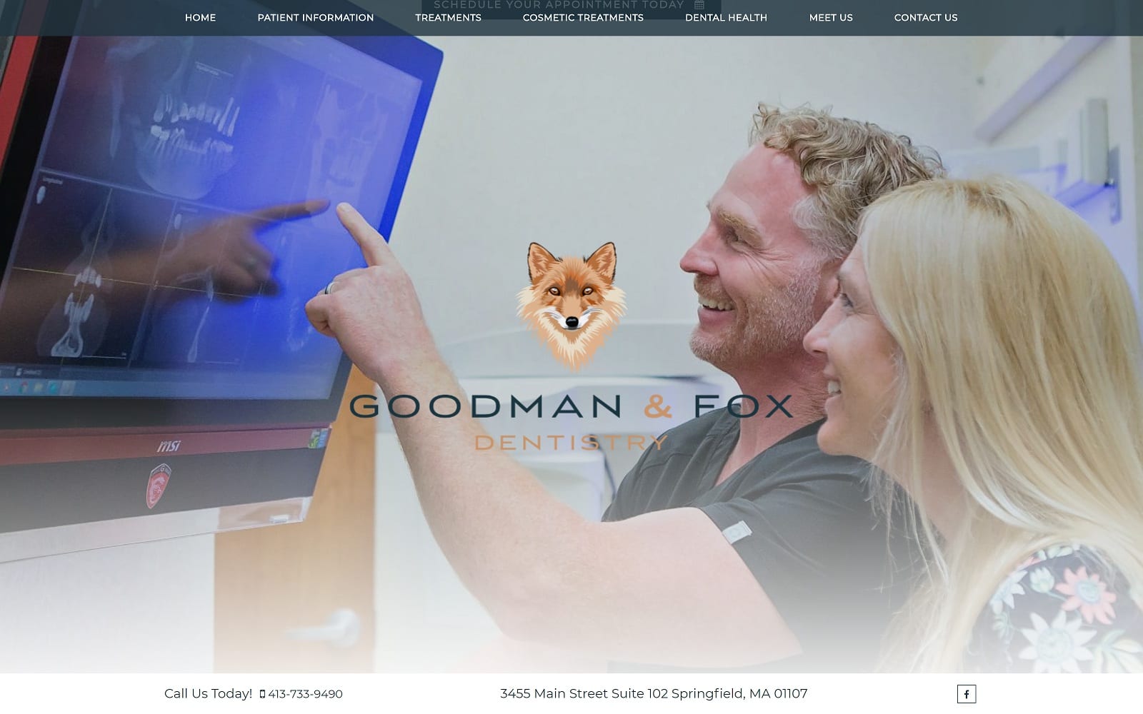 The screenshot of goodman & fox dmd goodmanfoxdental. Com website