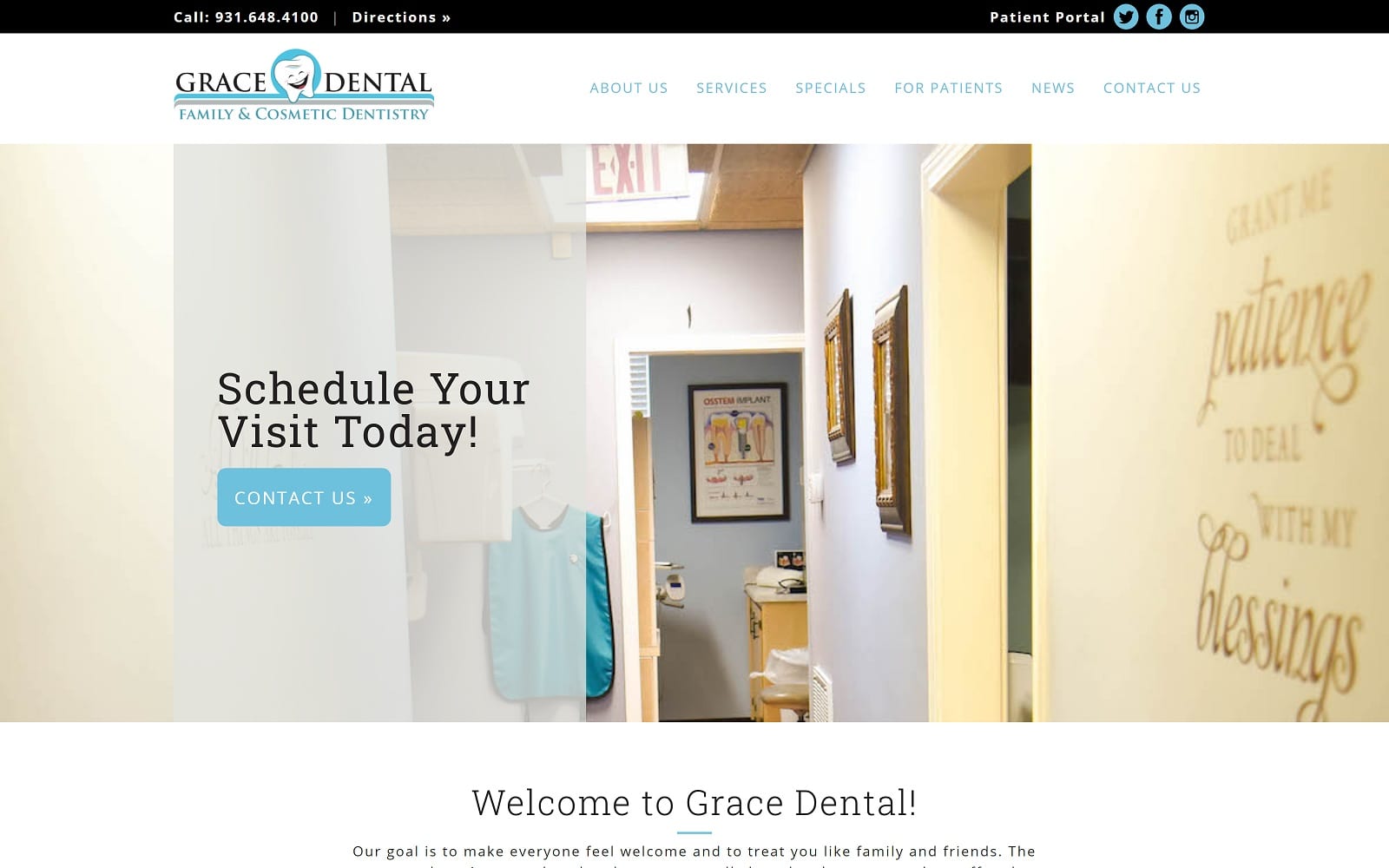 The screenshot of grace dental gracedentaltn. Com drs. Lee & moon website